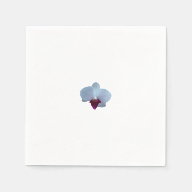 De Papel Orquídea branca com roxo num guardanapo (Frente)