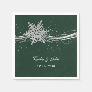 De Papel prata verde guardanapo wedding personalizado