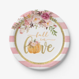 De Papel Prato Fall in Love - Listras Rosa