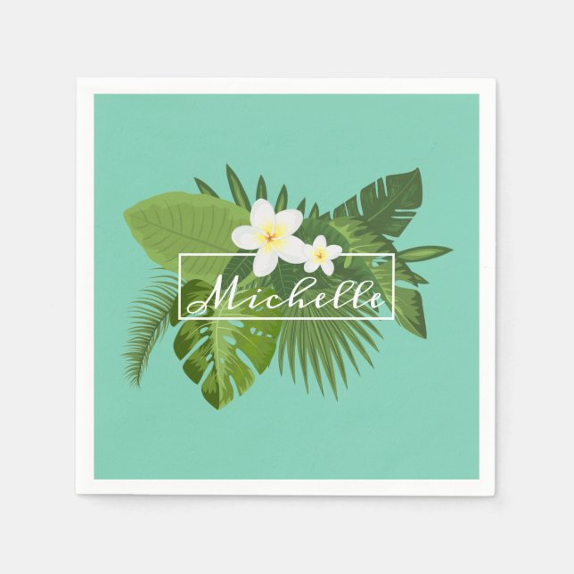 De Papel Quadro Floral Tropical Personalizado | Guardanapo (Frente)