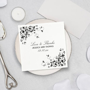 De Papel Redemoinhos elegantes pretos & guardanapo brancos