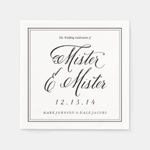 De Papel Senhor & senhor Casamento Guardanapo em preto e