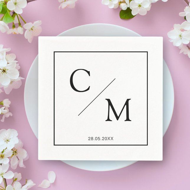 De Papel Simples guardanapo elegante (Personalized simple elegant monogram napkin)