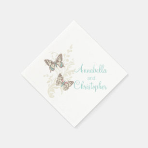 De Papel Wedding dois guardanapo do branco da cerceta da