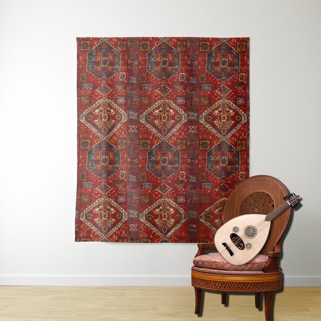 De Parede Design do tapete oriental em vermelho e azul (Criador carregado)