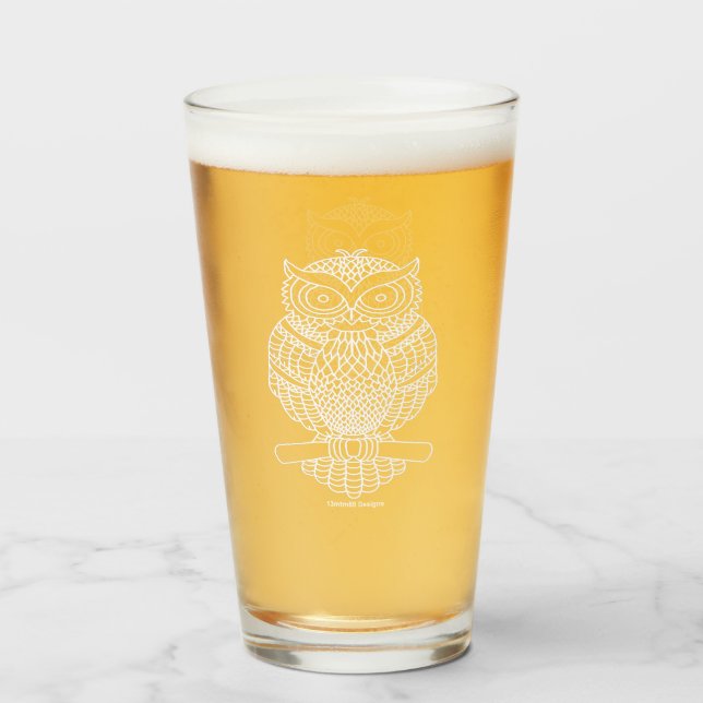 De Pint Copo Owl - Glass (branco) (Frente (Preenchido))