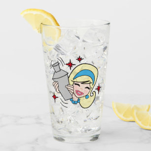 De Pint Copo retro do vidro da menina do happy hour