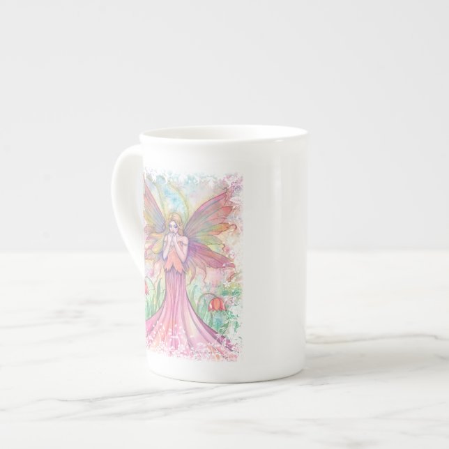 De Porcelana Caneca Alta Fada Flor Silvestre (Frente Esquerda)