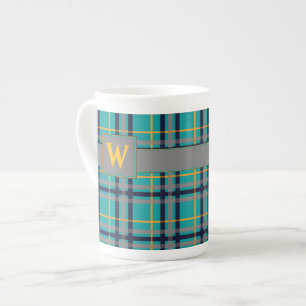 De Porcelana Caneca azul e alaranjada da especialidade da