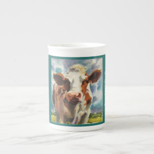 De Porcelana Caneca com aguarela da vaca