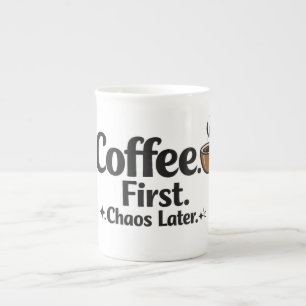 De Porcelana Caneca Divertida Café Primeiro Caos Depois