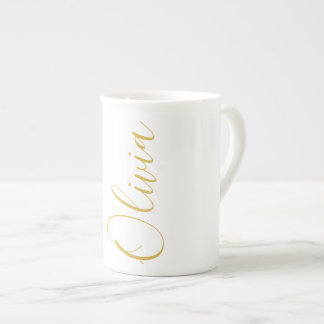 De Porcelana Caneca Especial Nome Olivia Gold Script Branco