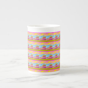 De Porcelana Caneca Especial Rosa Roxo Iate Ondas Azuis