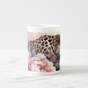 De Porcelana Caneca Leopard Love & Roses