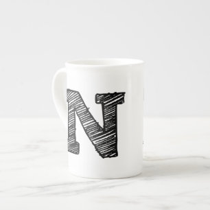 De Porcelana Caneca Monogrammed: Letra "N "