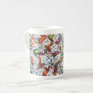 De Porcelana Doce Snowmen osso caneca china