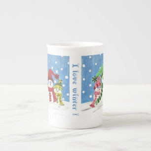 De Porcelana Família Snowmen - A caneca Bone China