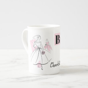De Porcelana Fashion Noiva Rosa Nome Brilho Osso caneca china