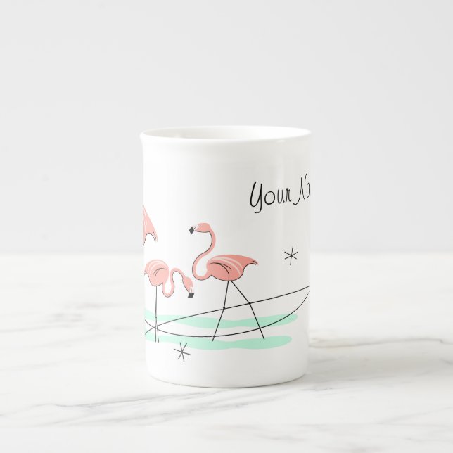 De Porcelana Flamingo Ocean Trio Nome da caneca (Frente)