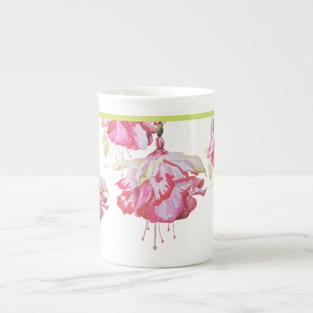 De Porcelana Fuchsias exóticas numa caneca chinesa óssea (Frente)