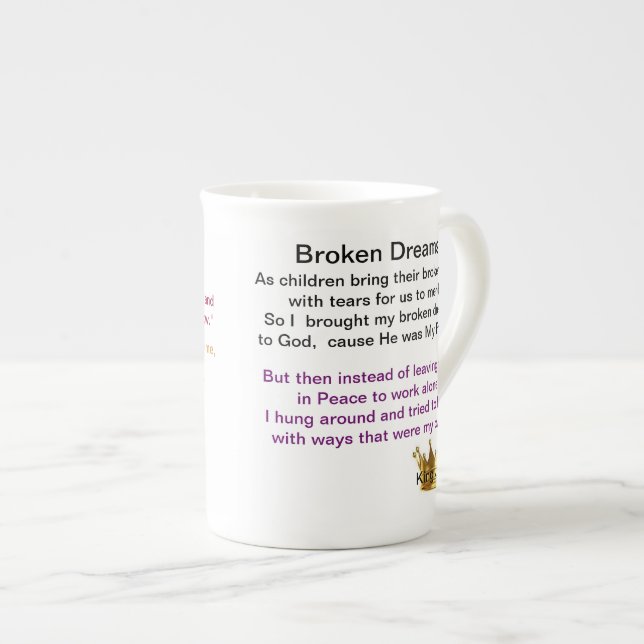 De Porcelana Os sonhos quebrados… deixaram vão deixar a caneca (Frente Esquerda)
