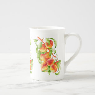 De Porcelana 'Peach Paradise' em uma caneca chinesa óssea