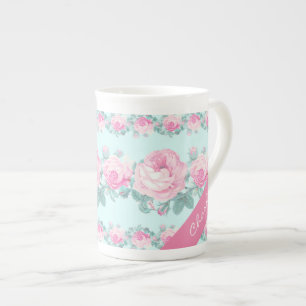De Porcelana Presente floral personalizado do chique da caneca