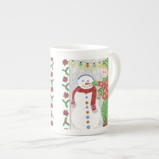 De Porcelana Snowman 2 caneca especial (Frente Esquerda)