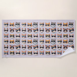 De Praia Feline Frenzy Light Purple Cat Theme Beach Toalha