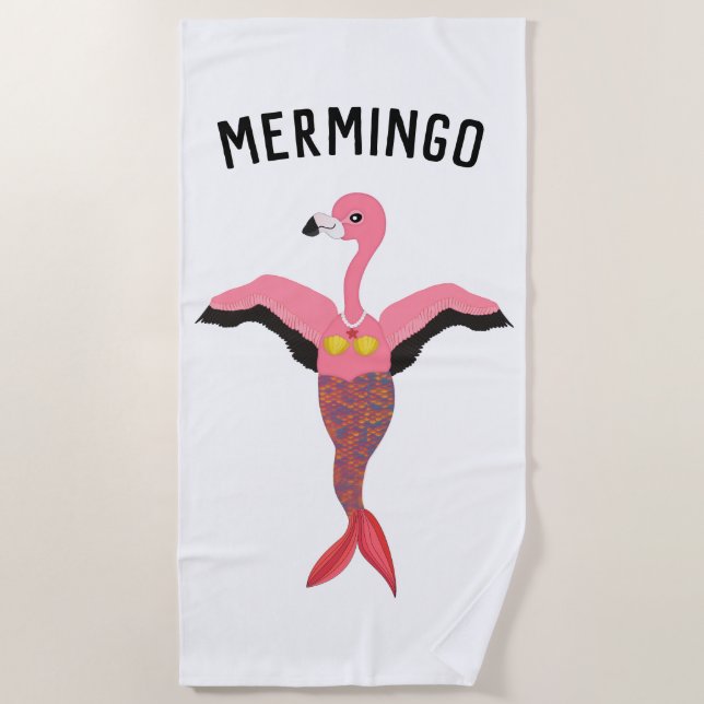 De Praia Mermingo Flamingo Mermaid Summer Toalha (Frente)