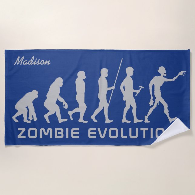 De Praia Nome personalizado e cor Zombie Evolution toalha d (Frente)