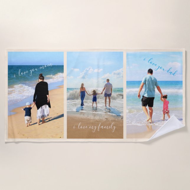 De Praia Photos Personalizados Text Beach Toalha com a sua  (Frente)