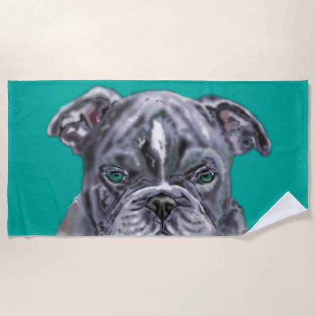 De Praia Pit bull Beach Toalha Pets - Suas cores - Texto (Frente)