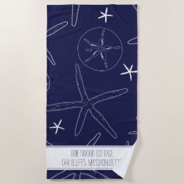 De Praia Starfish & Sand Dollar Beach Toalha com Texto