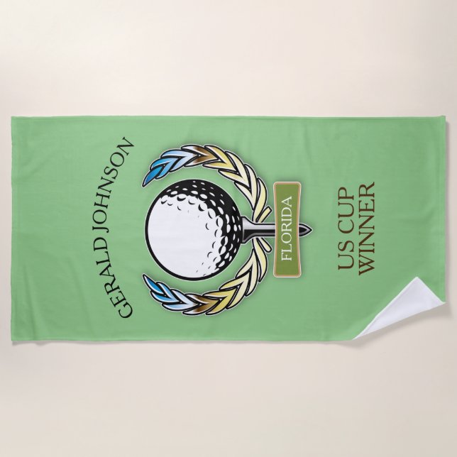 De Praia Toalha Design Monograma Golfer Modelo Beach (Frente)