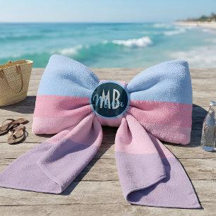 De Praia Toalha Personalizada com Monograma Rosa Pastel e L