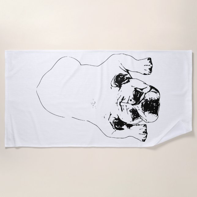 De Praia Toalha Relax Calma Bulldog (Frente)