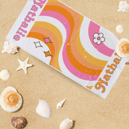 De Praia Toalha Retro Beach Personalizada com Nome - Person