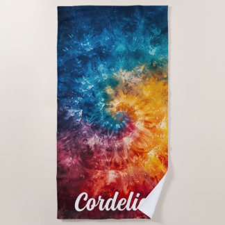 De Praia Toalha Tie Dye Beach Personalizada com Nome Person