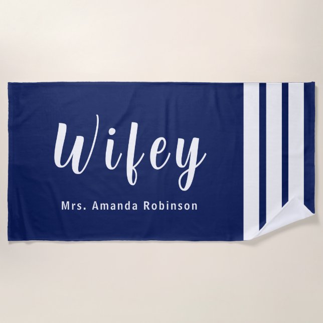 De Praia Toalha Wifey Beach Grande Personalizada (Frente)