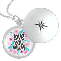 De Prata Esterlina Amo-te, Mãe, Colar Floral