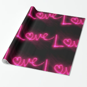 De Presente amor, neon, papel preto rosa-quente