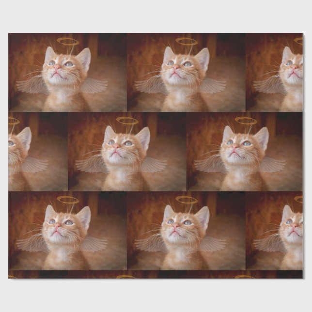 De Presente Anjo Gato Molhando Papel (Aberto)