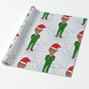 De Presente barack obama santas embrulhando papel