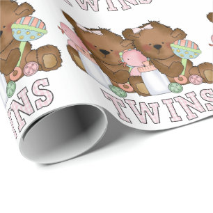 De Presente Bebê gêmea ursos embrulhando papel