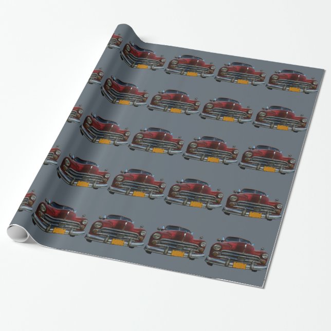 De Presente Carro americano clássico em Cuba embrulhando papel (Desenrolado)