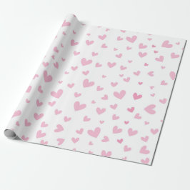 De Presente Corações cor-de-rosa embrulhando papel