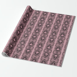 De Presente crânios pretos do Damask Cameo em papel rosado