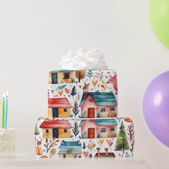 De Presente Cute abriga flores animais Enrolado Papel (Presentes para festas)