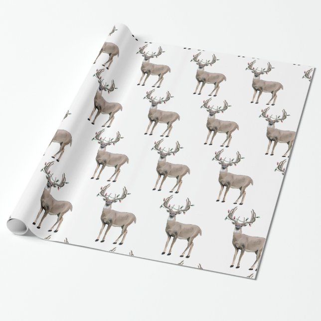 De Presente Deer Hunting Christmas Antlers Molhando Papel (Desenrolado)